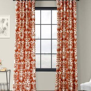 Ikat Curtain Panels 50" x 84" set of 2 (persimmon color)